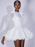 Aurohaya Suzanne Long Sleeve Fit Mini Dress White