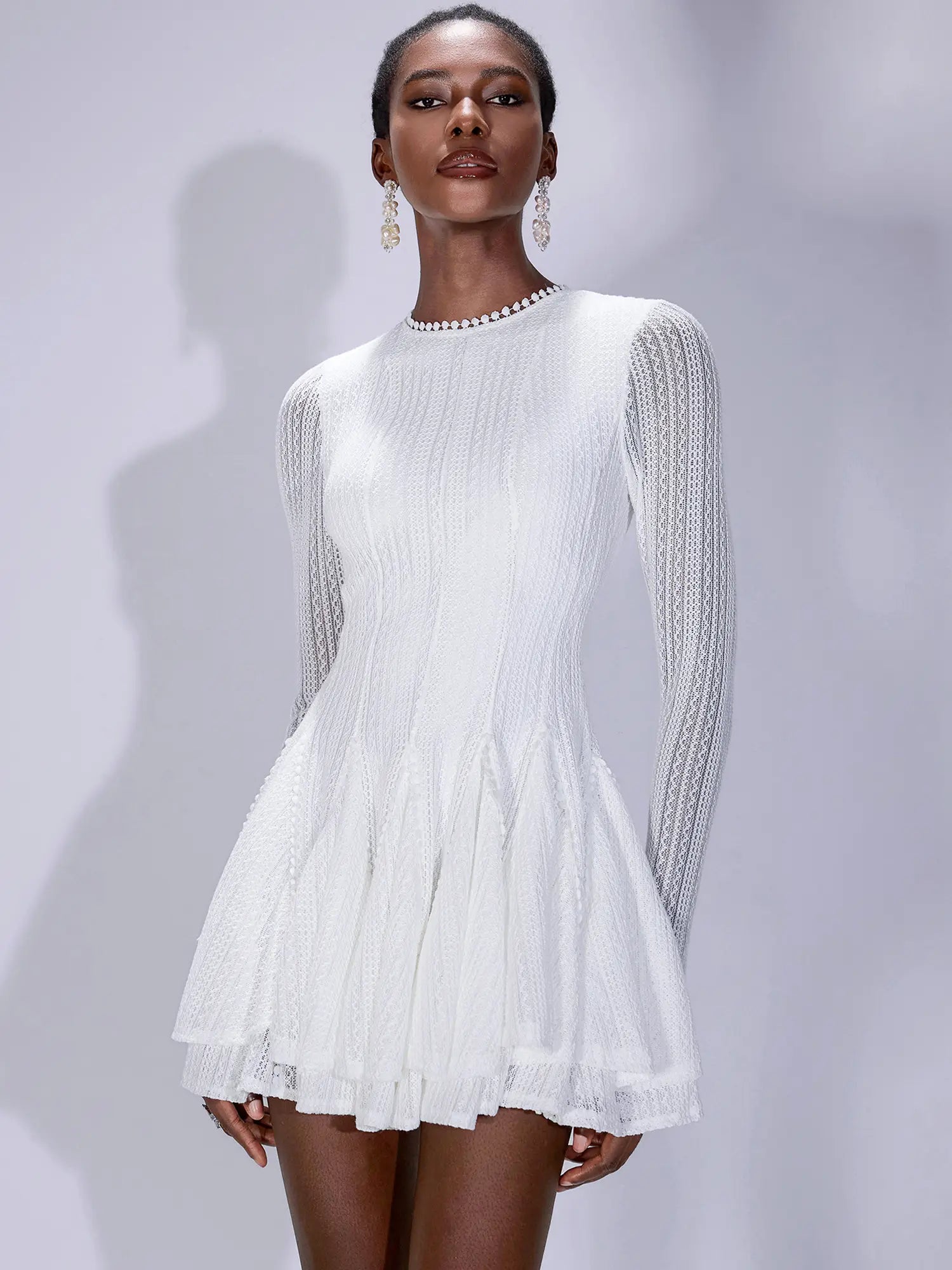 Aurohaya Suzanne Long Sleeve Fit Mini Dress