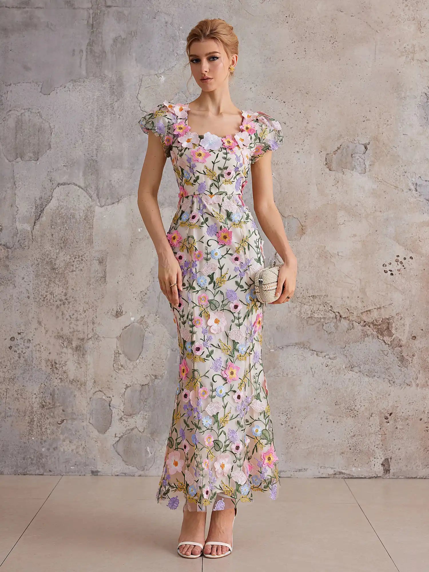 Aurohaya Melissa Floral Fitted Maxi Dress floral