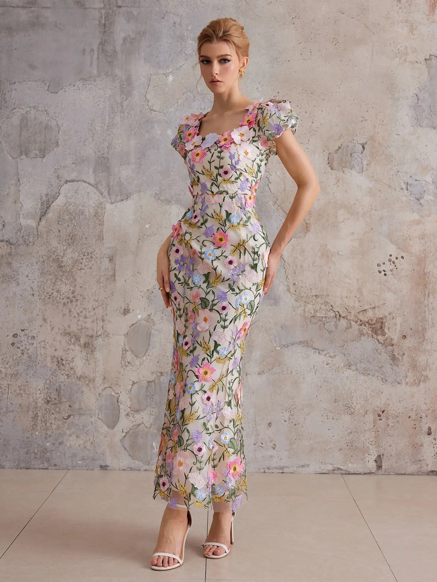 Aurohaya Melissa Floral Fitted Maxi Dress