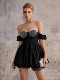 Aurohaya Amantine Strapless Bubble Mini Dress