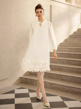 Aurohaya Christiane Ruffle Trim Long Sleeve Mini Dress White