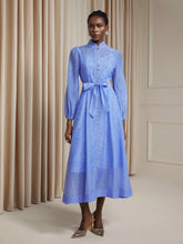 Aurohaya Sylvie Rhinestone Tie Waist Midi Dress Periwinkle Sky