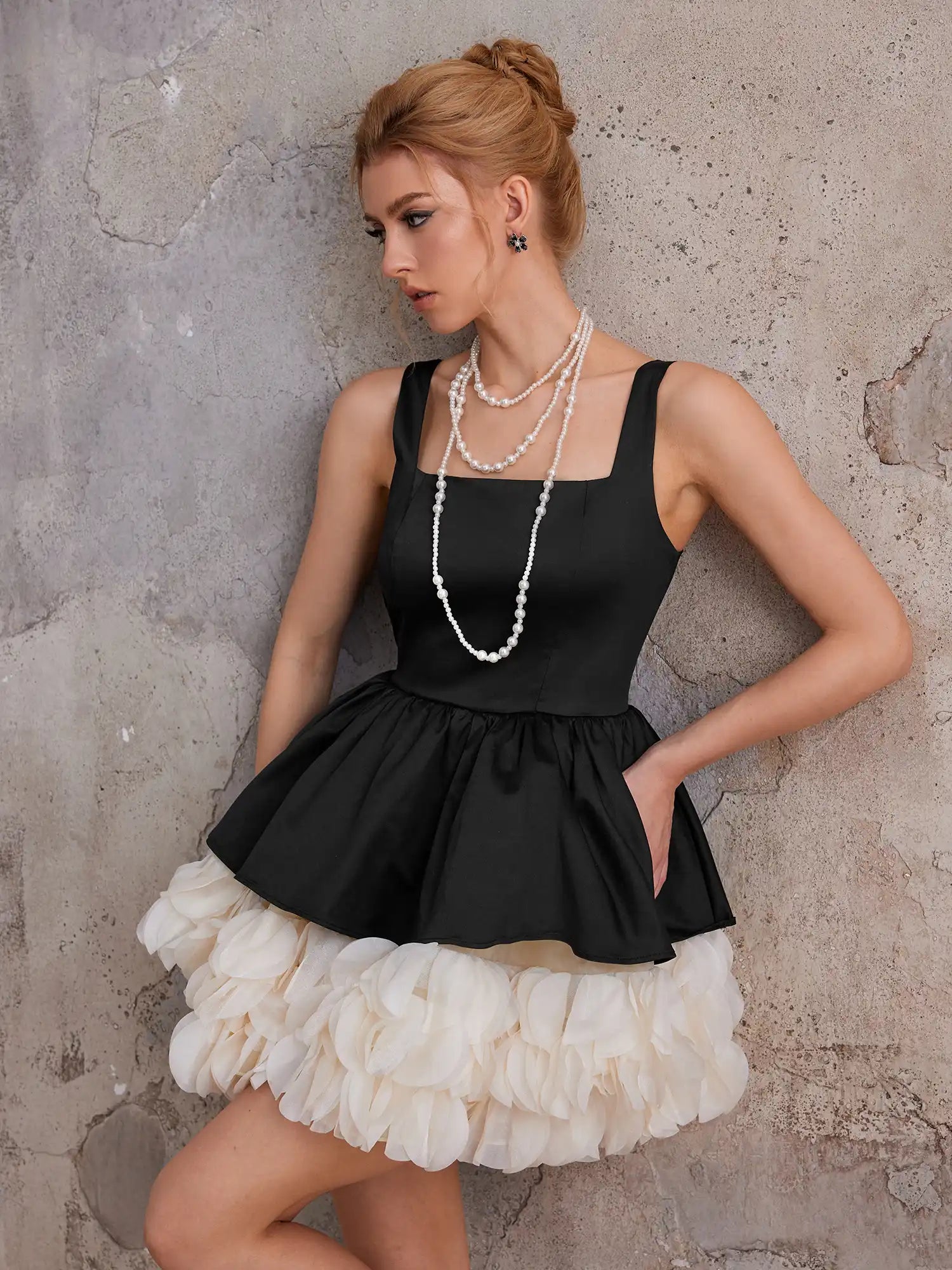 Aurohaya Solange Structured Peplum Mini Dress