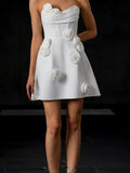 Aurohaya Alexandrine Strapless Floral Appliqué Mini Dress
