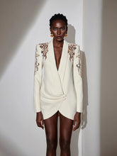 Aurohaya Simone Deep V-Neck Blazer Mini Dress White