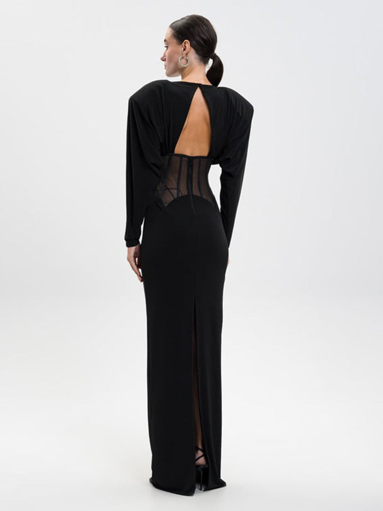 Aurohaya Raphaëlle Diamond Mesh Maxi Dress