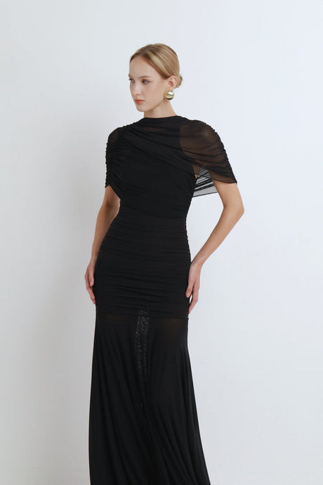 Aurohaya Mado One Shoulder Ruched Maxi Dress