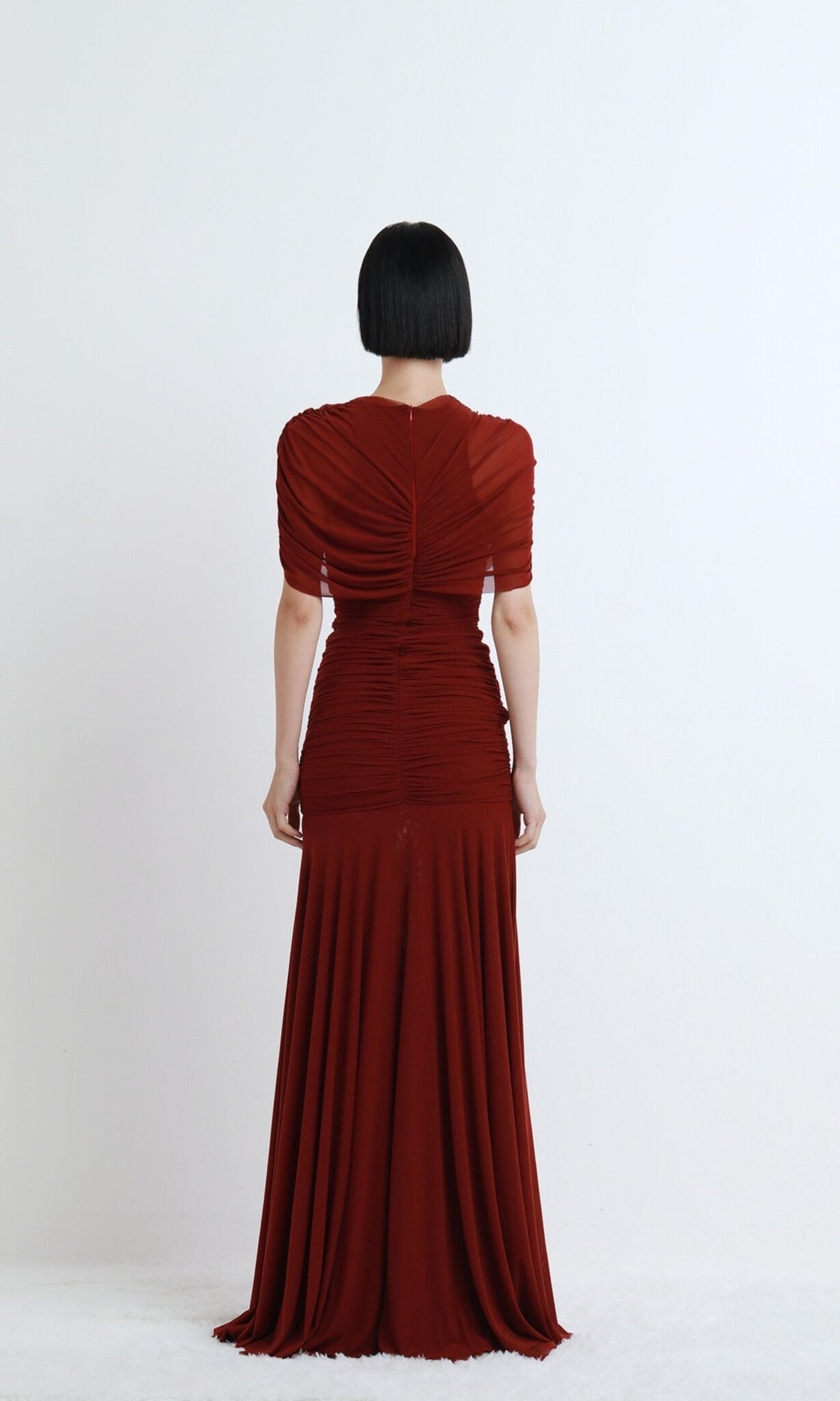 Aurohaya Mado One Shoulder Ruched Maxi Dress