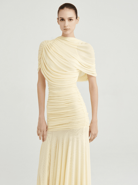 Aurohaya Mado One Shoulder Ruched Maxi Dress