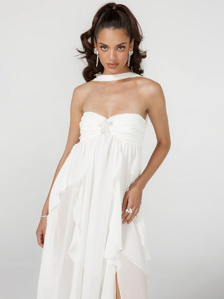 Aurohaya Éléna Halter Backless Maxi Dress