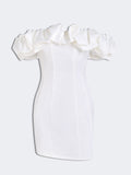 Satin Ruffled Strapless Mini Dress