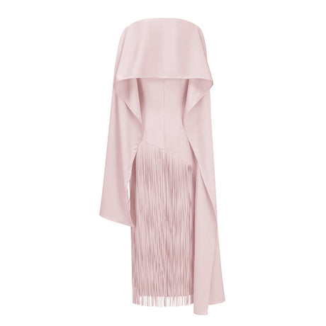 Apparat Fringed Maxi Dress with Shawl / Light Pink