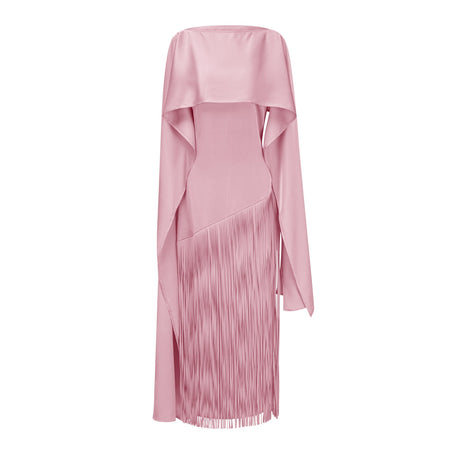 Apparat Fringed Maxi Dress with Shawl / Pink