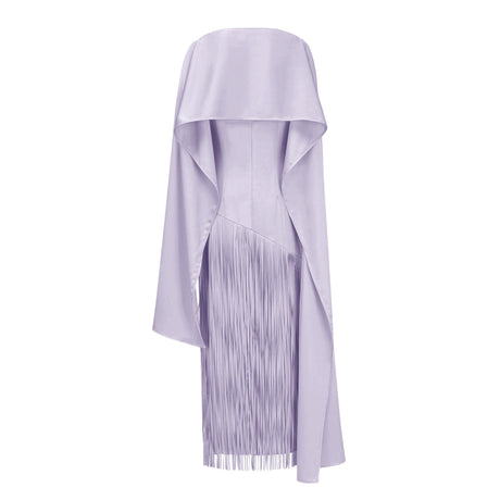 Apparat Fringed Maxi Dress with Shawl / Purple