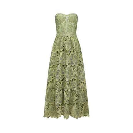 Lise Lace Floral Cut-out Midi Dress / Green