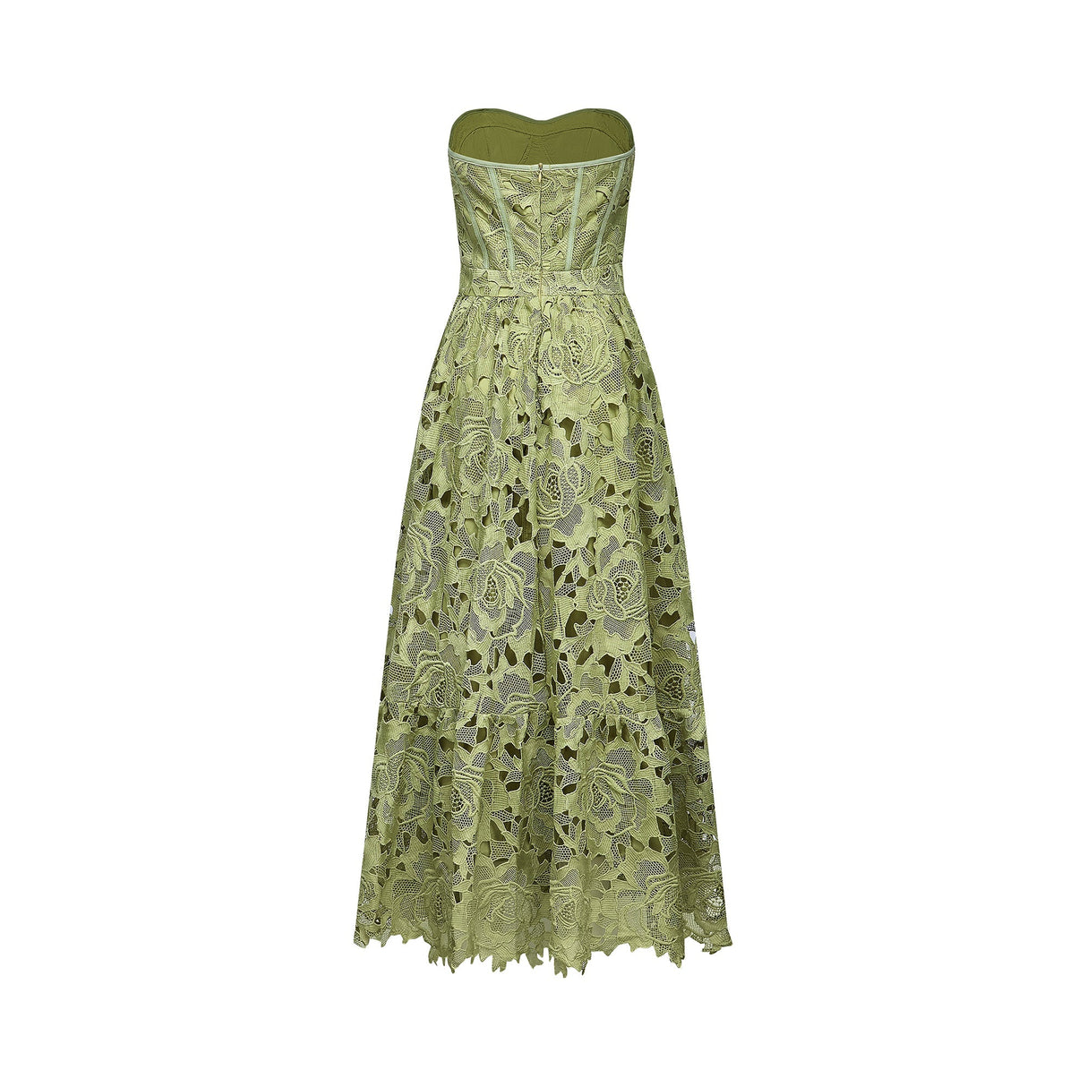 Lise Lace Floral Cut-out Midi Dress / Green