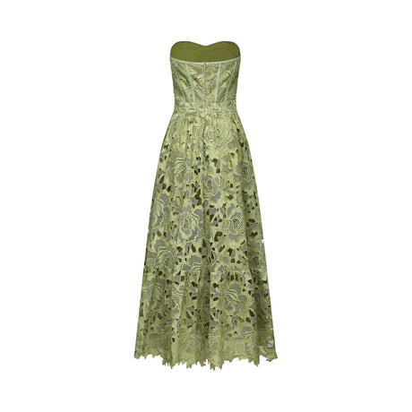 Lise Lace Floral Cut-out Midi Dress / Green