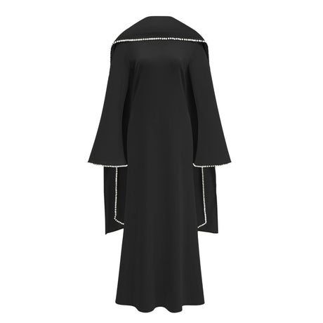 Sommet Pearl Trim Shawl Detail Maxi Dress / Black