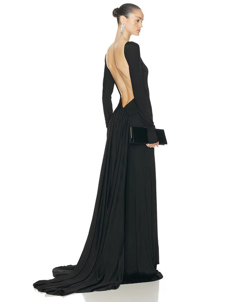 Aurohaya Orianne Long Sleeve Backless Maxi Dress