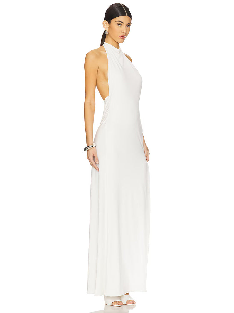 Aurohaya Aliénor Halter Backless Maxi Dress