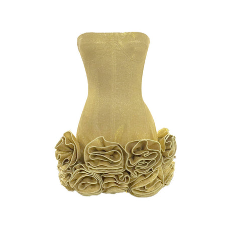 Aurohaya Isadora Strapless Corset Mini Dress Gold