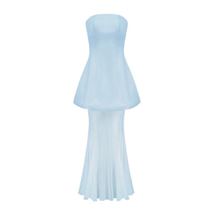 Aurohaya Mélanie Blue Corset Dress & Mesh Skirt Set