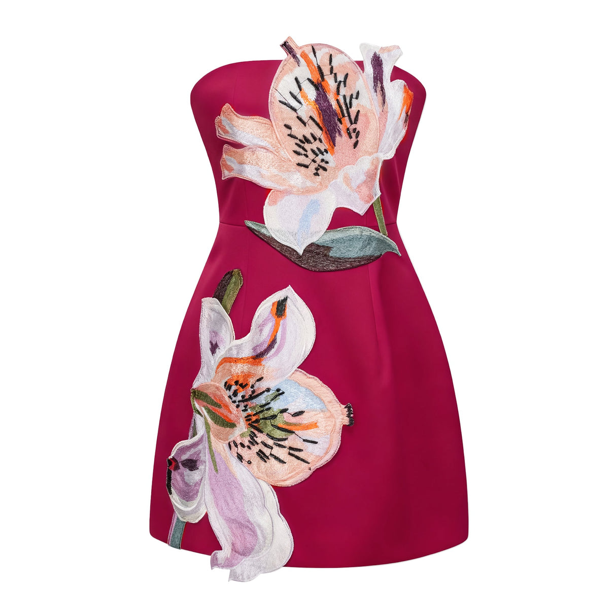 Aurohaya Automne Pink Floral Embroidered Mini Dress