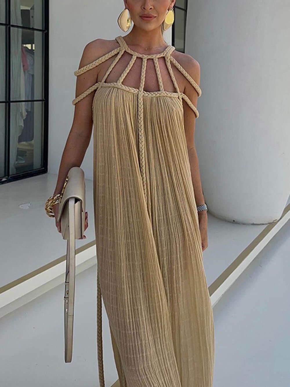 Aurohaya Draped Braids Cover Up Maxi Dress