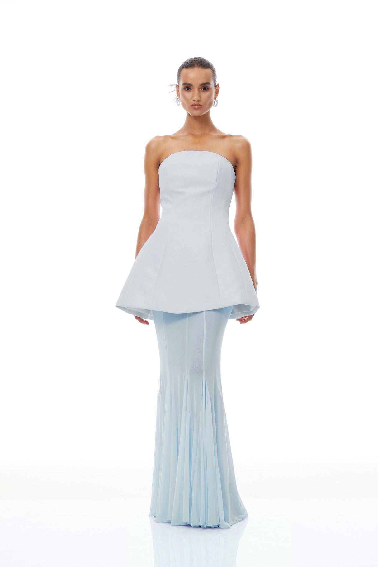 Aurohaya Mélanie Blue Corset Dress & Mesh Skirt Set