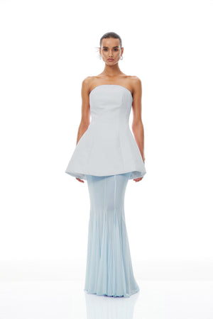 Aurohaya Mélanie Blue Corset Dress & Mesh Skirt Set