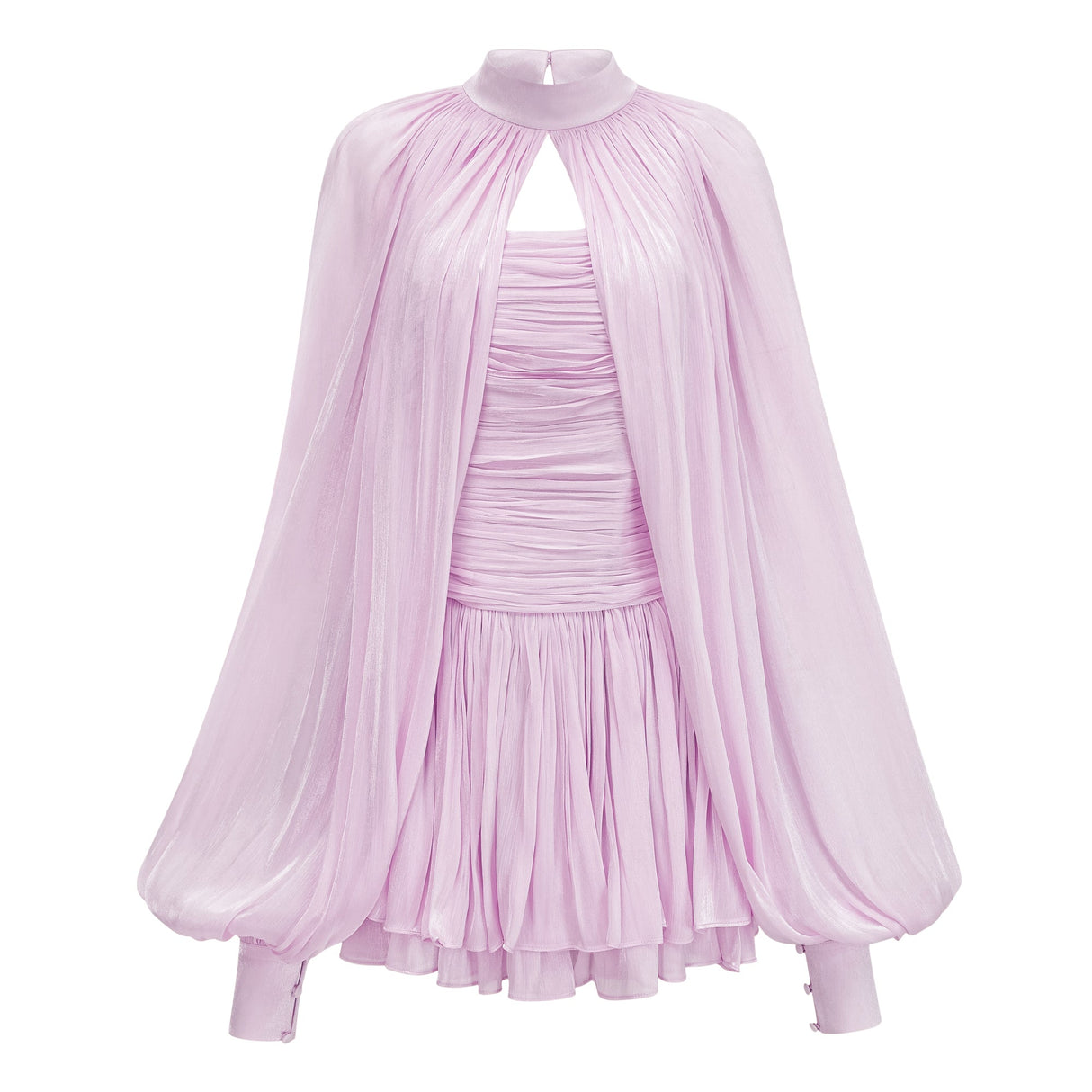 Aurohaya Bernice Lilac Glossy Cape & Dress Set