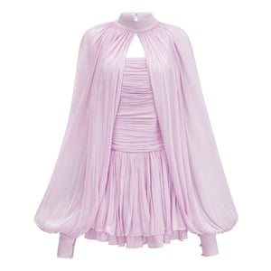 Aurohaya Bernice Lilac Glossy Cape & Dress Set
