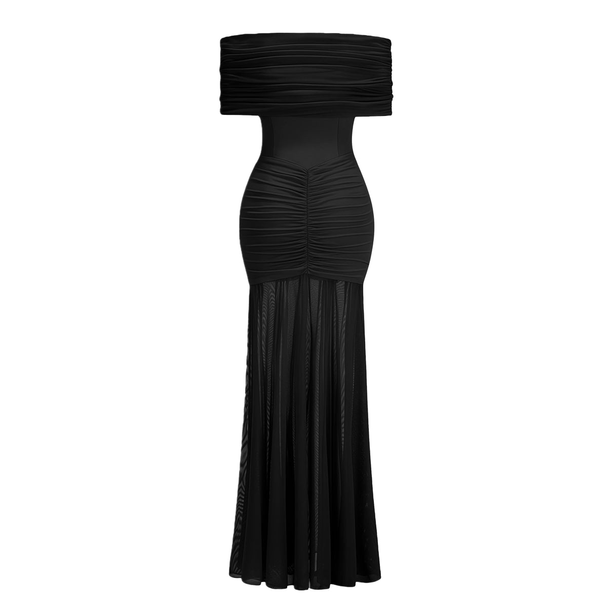 Aurohaya Ninon tulle-panel smocked maxi dress