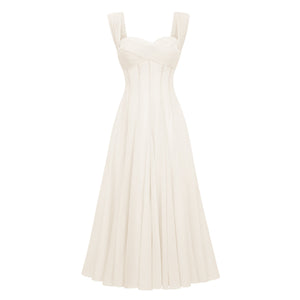 Aurohaya Érasme Cream White Flounced Midi dress