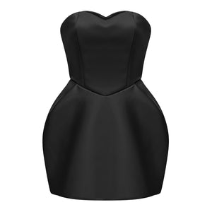 Aurohaya Laure Black Heart Off-shoulder Mini Dress