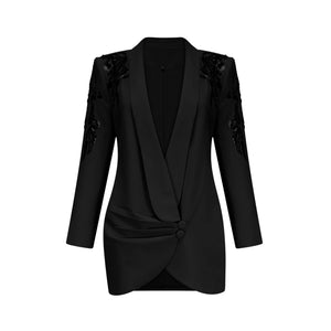 Aurohaya Éléna Black Embellished Sequined Blazer Dress