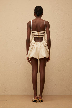 Aurohaya Inaya Neutral Panel Corset Mini Dress