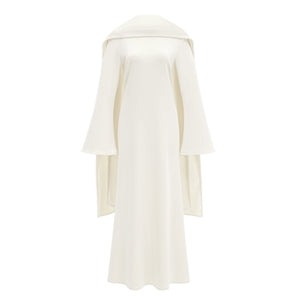 Aurohaya Piroska White Pearl Trim Shawl Detail Maxi Dress