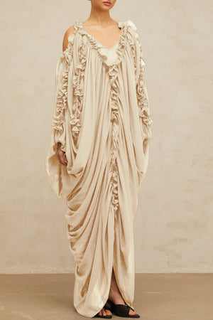 Aurohaya Aglaé ruffled-trim tulle maxi dress