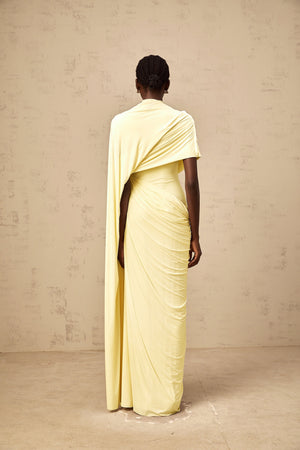 Aurohaya Fenella Asymmetrical Draped Cape & Dress Matching Set