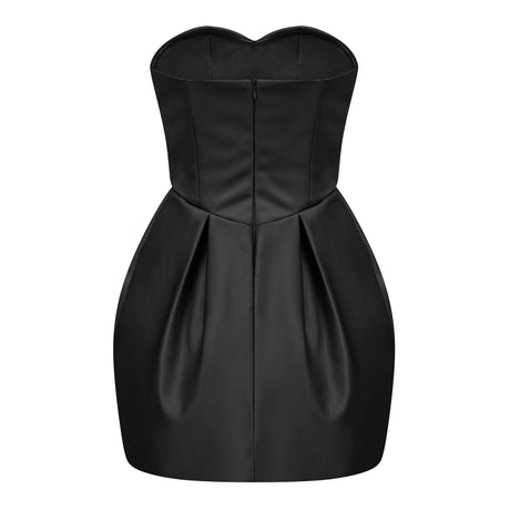 Aurohaya Laure Black Heart Off-shoulder Mini Dress