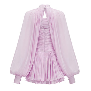 Aurohaya Bernice Lilac Glossy Cape & Dress Set