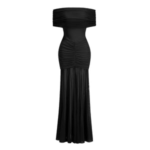 Aurohaya Ninon tulle-panel smocked maxi dress