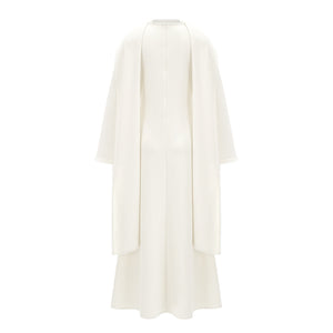 Aurohaya Piroska White Pearl Trim Shawl Detail Maxi Dress