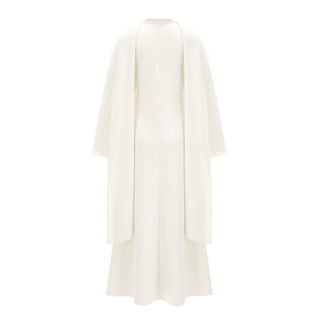 Aurohaya Piroska White Pearl Trim Shawl Detail Maxi Dress