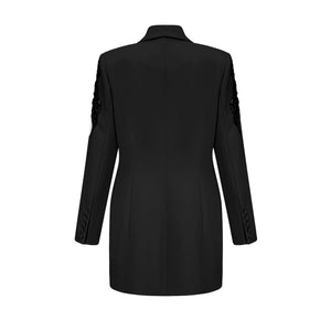 Aurohaya Éléna Black Embellished Sequined Blazer Dress