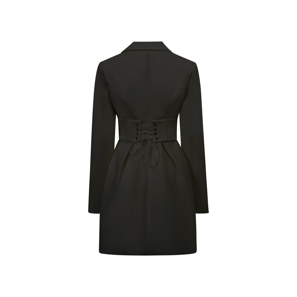Aurohaya Inmaculada Black Boned Bodice Mini Blazer Dress