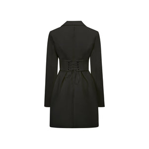 Aurohaya Inmaculada Black Boned Bodice Mini Blazer Dress