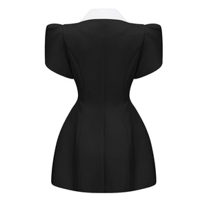 Aurohaya Acharya Color Block Shawl Lapel Mini Dress